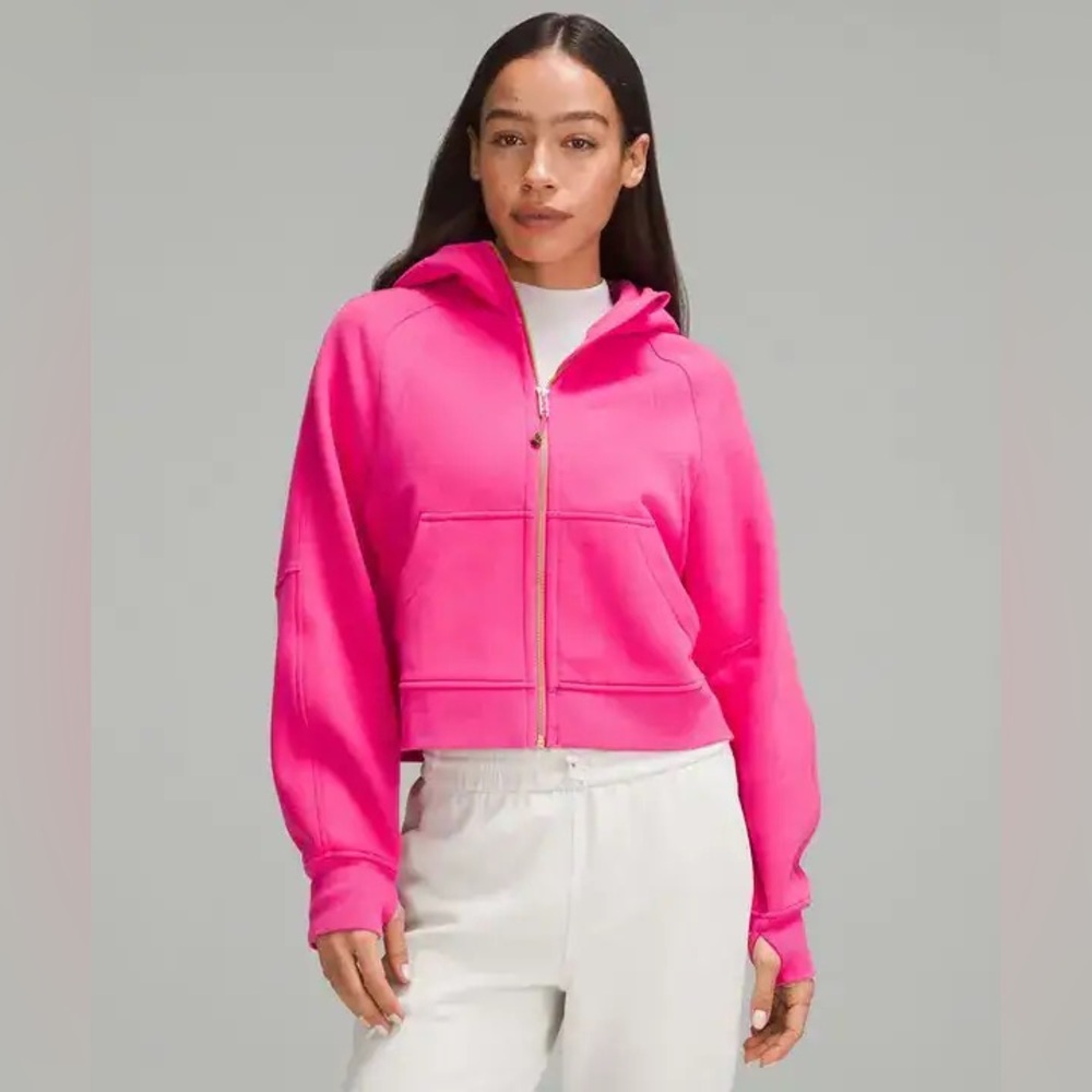 Lululemon scuba oversized full zip hoodie sonic pink with gold zipper XL/XXL